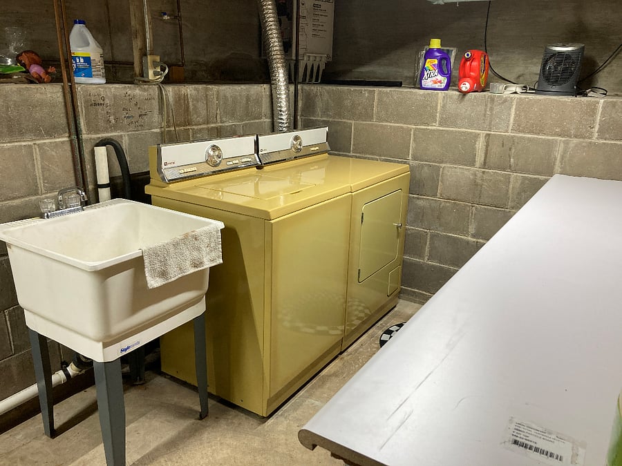 Laundry room in basement