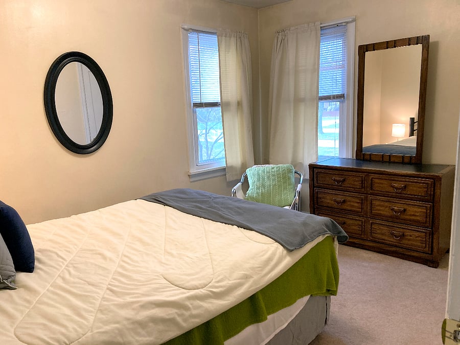 Primary bedroom with full size bed