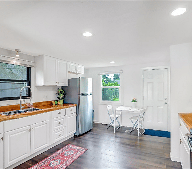 Open kitchen stocked with all the basic necessities!