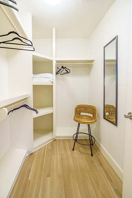 There is suitcase storage in the garage with bikd storage, otherwise your closet is plenty big for your needs.