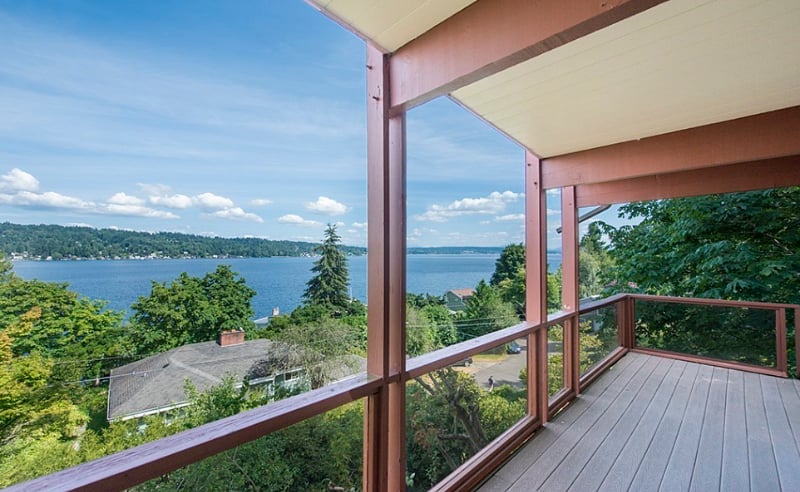 View from deck that adjoins the living room and dining room.