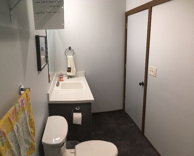 Guest toilet in laundry room. So your bathroom is truly private to you. 