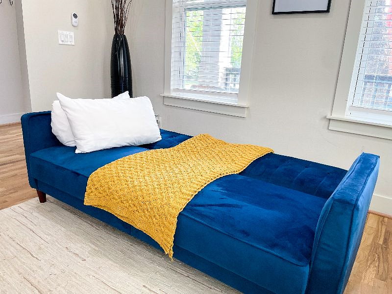 Sofa turns into full sized bed