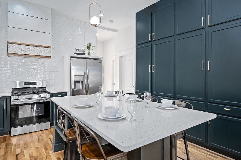 Open kitchen with huge island