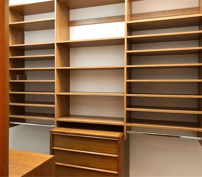 Enormous primary closet with built-in storage.