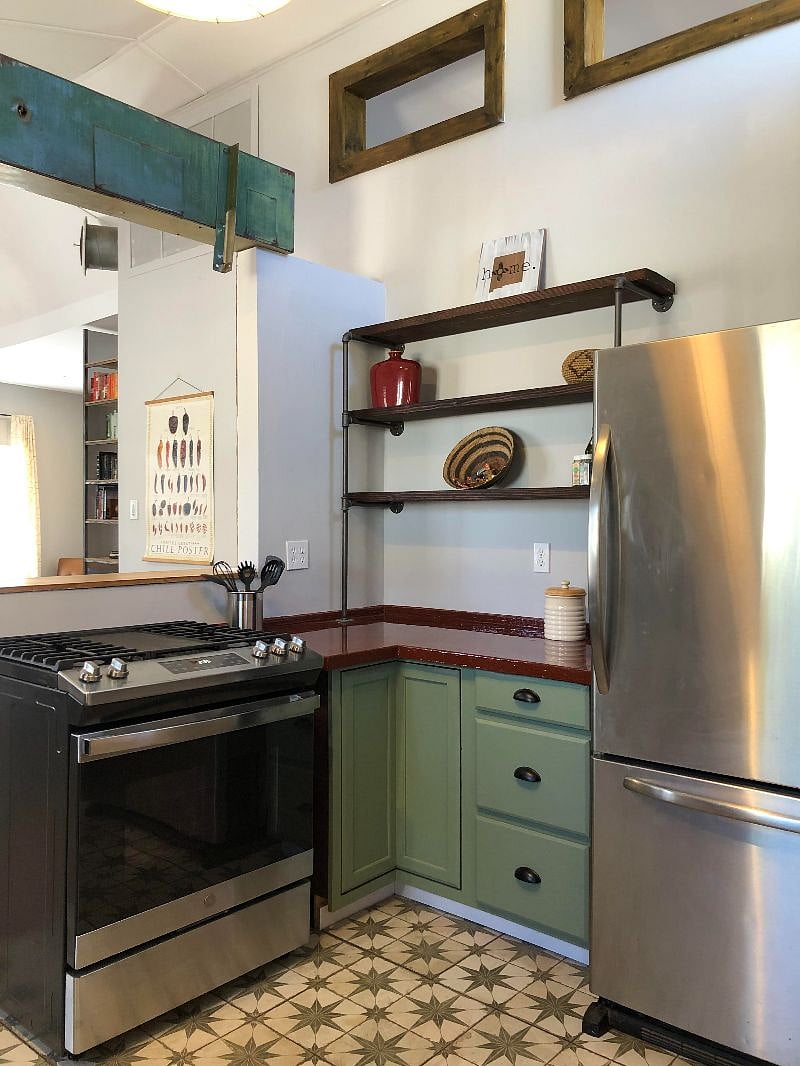 Kitchen with Oversized Fridge and Range