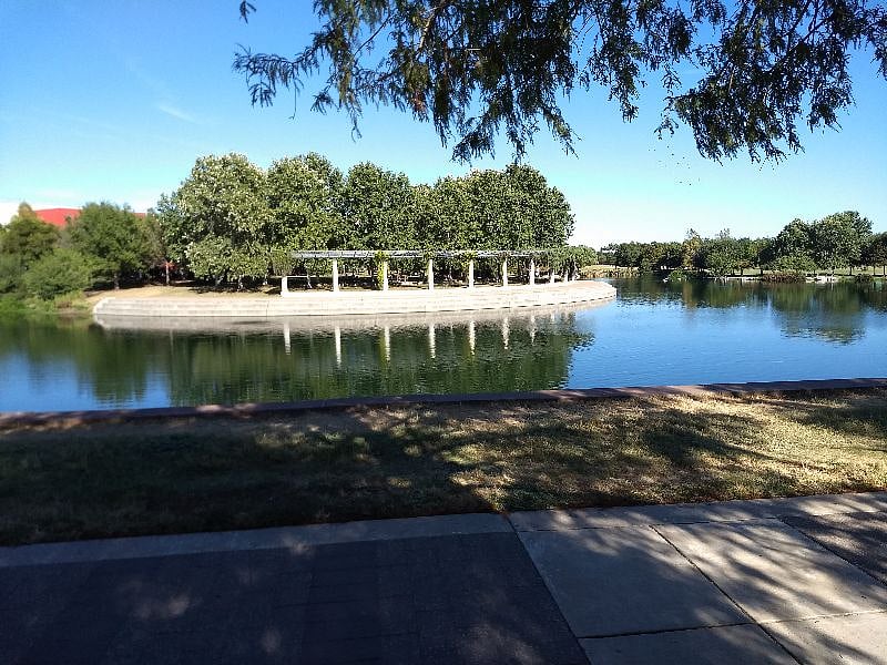 Lake Park in the Mueller neighborhood--surrounded by walking/bike trails, green spaces, and picnic areas.
