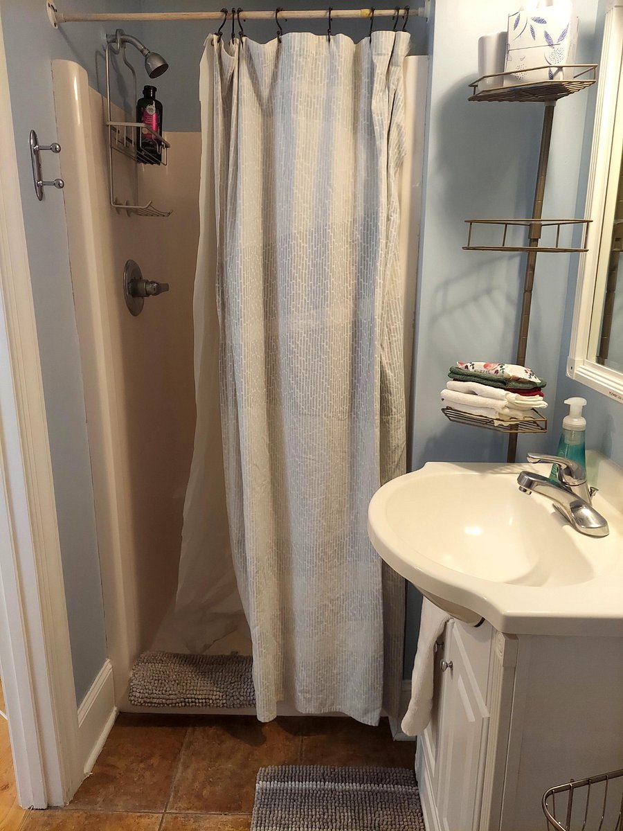 bathroom has shower with wand