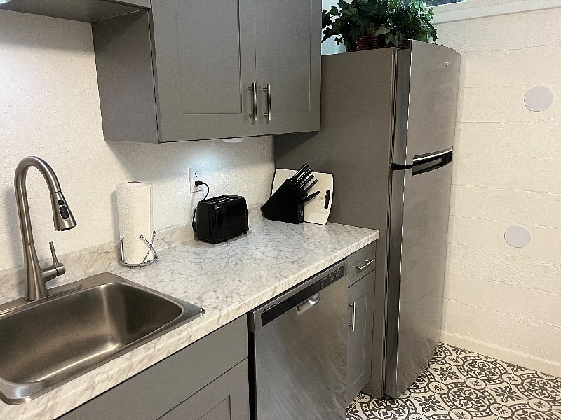Deep stainless steel sink,