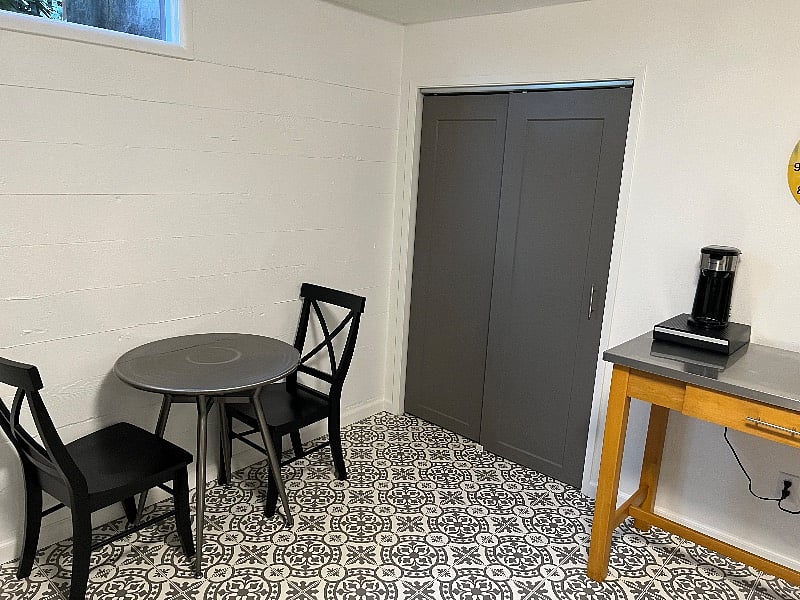 Great spot for morning coffee! Note the large pantry plus coffee maker and Air Fryer