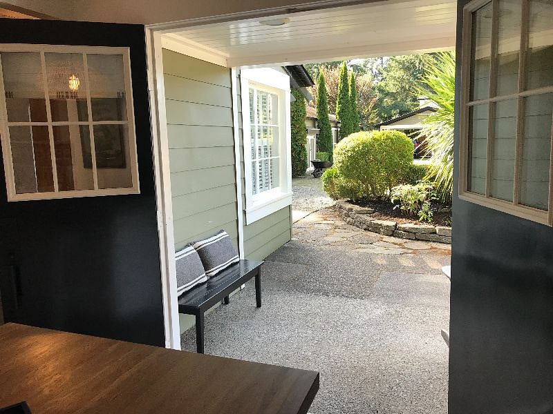 View looking out of main entry doors.