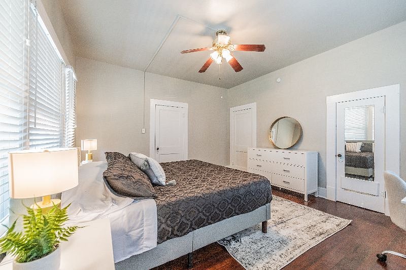 Bedroom view from nightstand-King memory foam mattress
