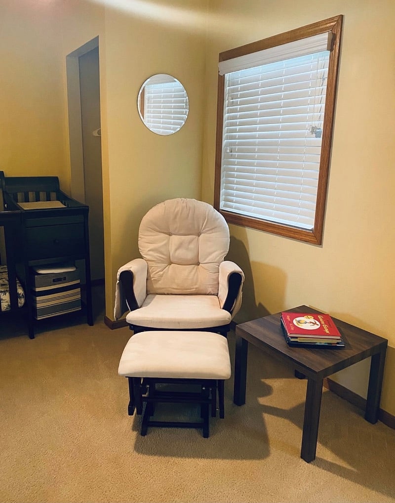Master Bedroom: *Optional Crib and Rocker in-place of long dresser