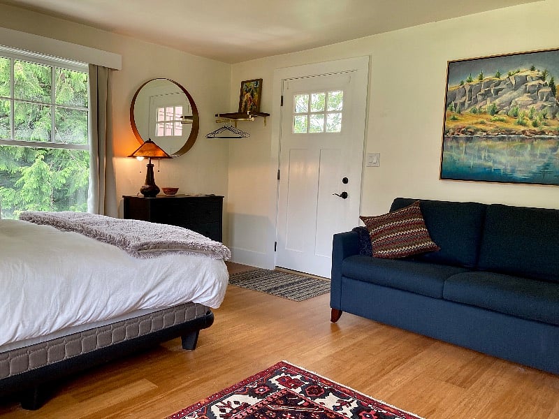 Couch opens to a comfy guest bed
