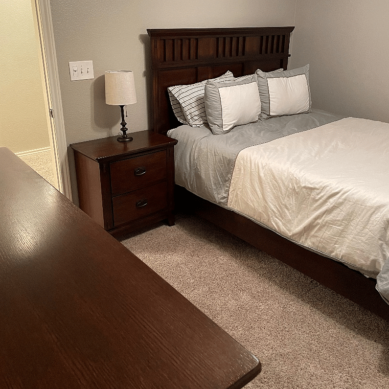 Primary bedroom with queen bed