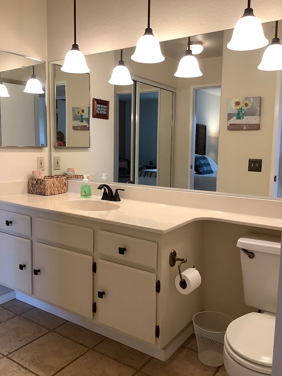 Updated my bathroom with new light fixtures and awesome new faucet!