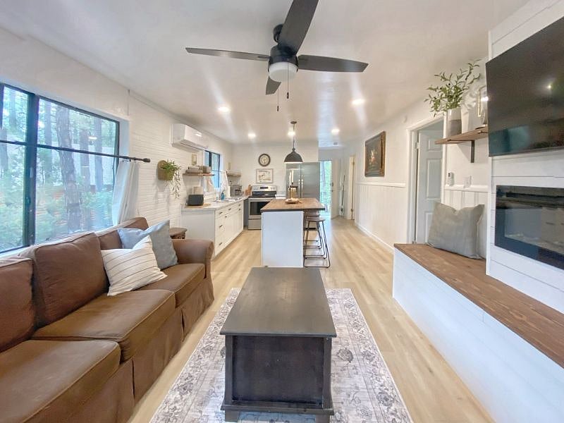 Family room looking into kitchen area