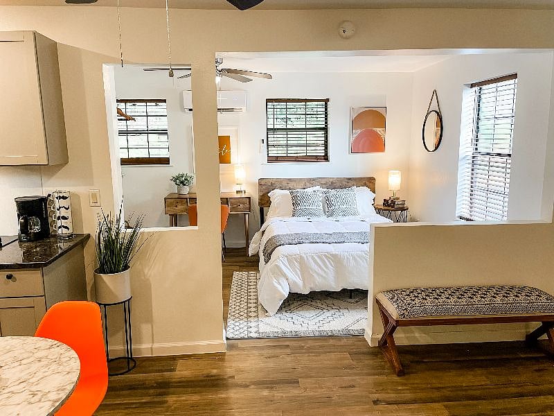 View of sleeping area from living area