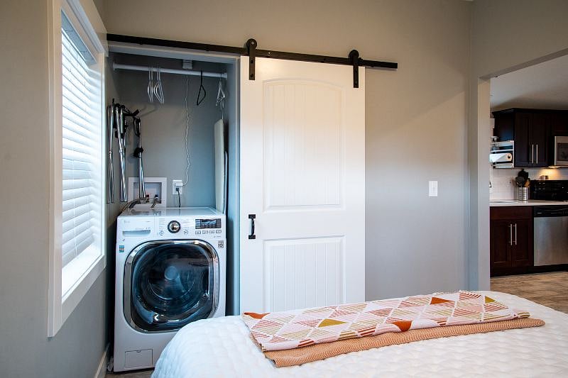 LG Washer and Dryer in a single unit saves space.