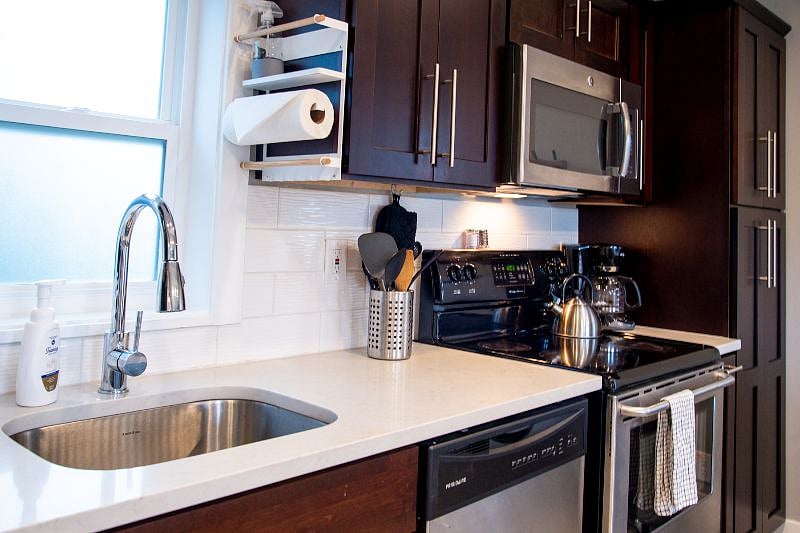 All plates, silverware, cookware, and utensils included.