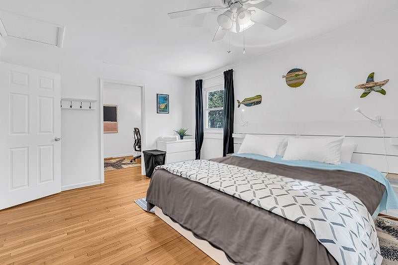 Master Bedroom with walk-in closet, en-suite bathroom and attached office space