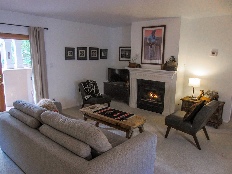 Airy Living Room With Double Swing-Open Patio Doors