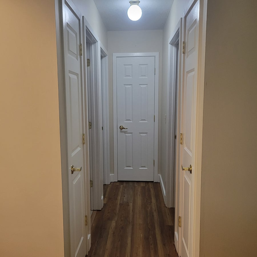 Hallway that goes to rooms, bathroom 