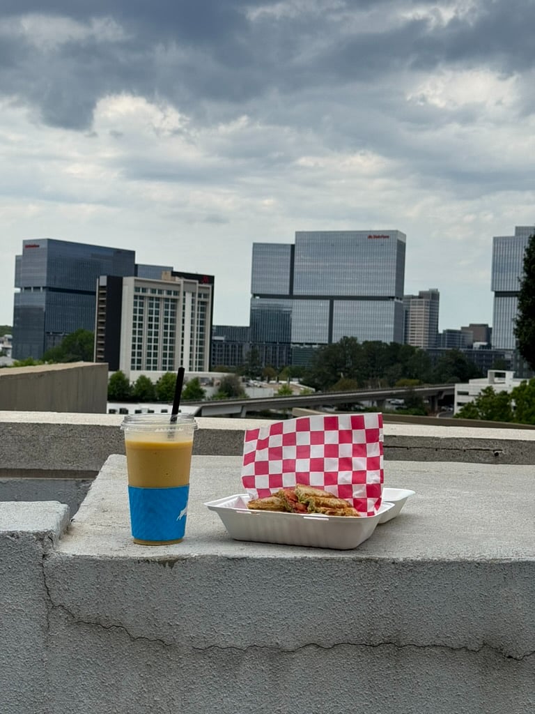 Enjoy breakfast with a view of the sandy springs skyline.