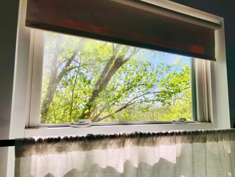 Mountain views through the trees from the bedroom windows