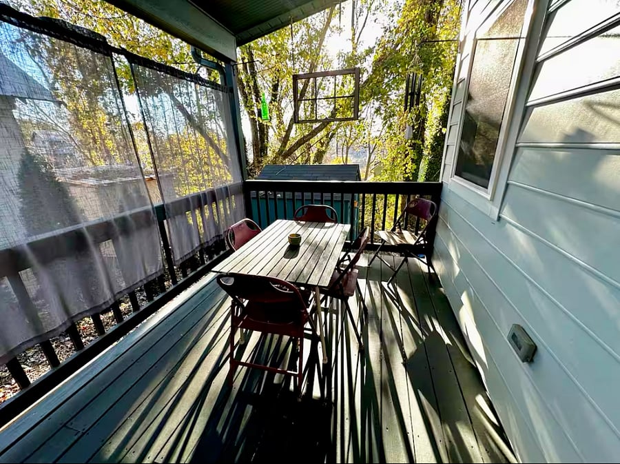 Spacious and private back porch, great for unwinding at the end of the day.
