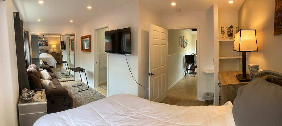 Bedroom entrance with kitchen access