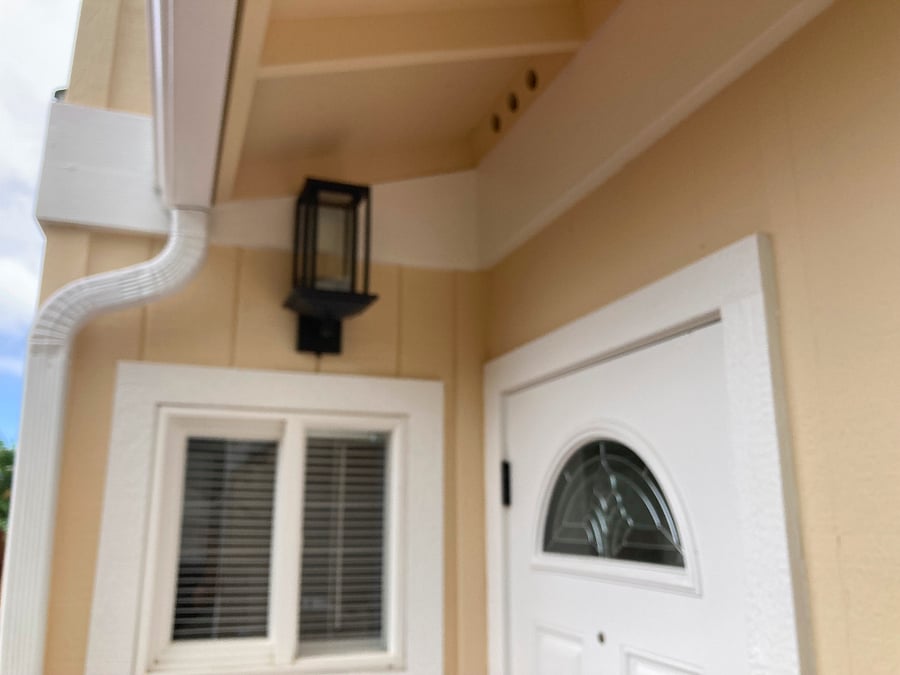 Exterior entrance light, comes on automatically at dark
