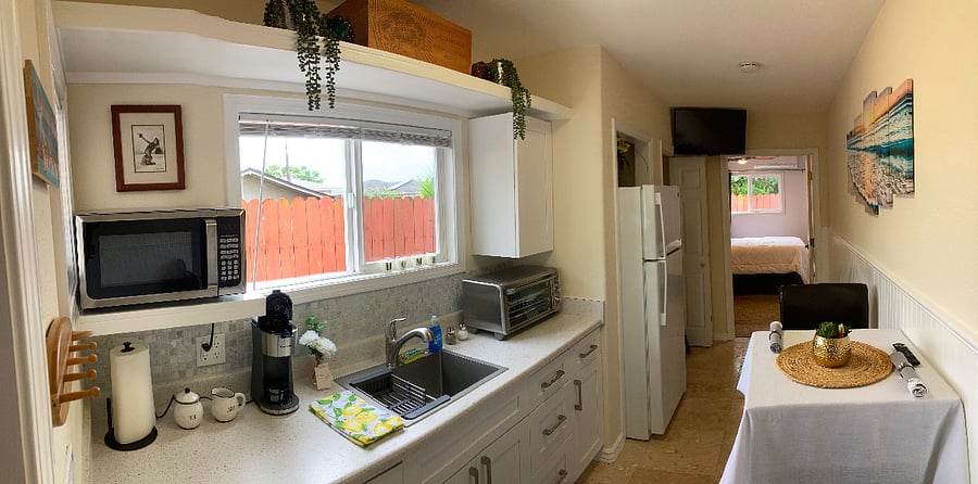 New Kitchen with mountain view window and 36" smart TV