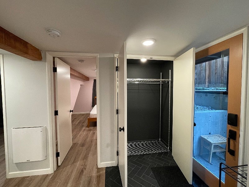 Spacious closet with interior light for further storage of items
