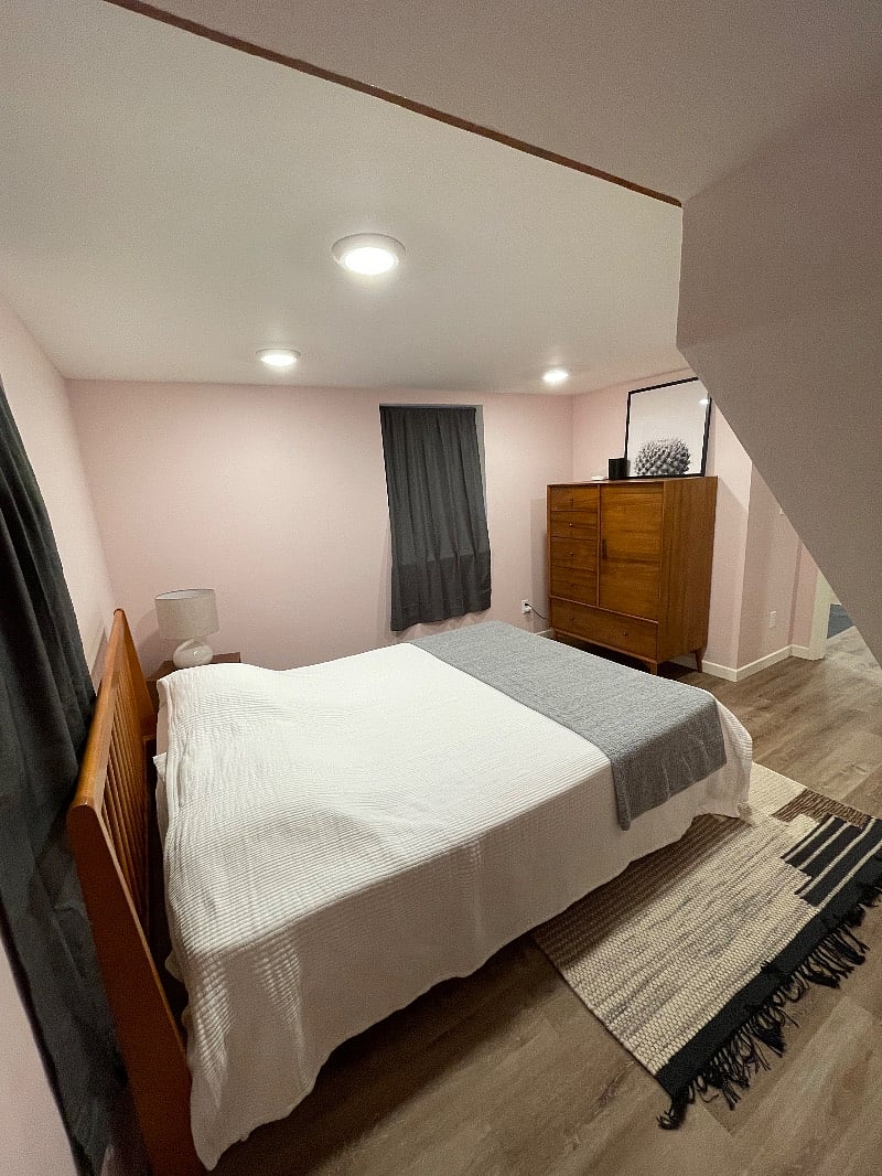Bedroom, egressed window with black out curtains
