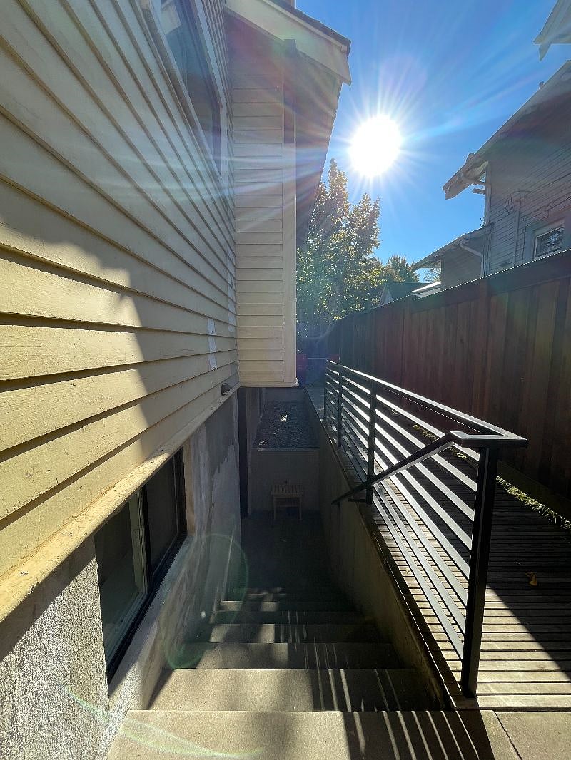 Stairs leading down to the entry