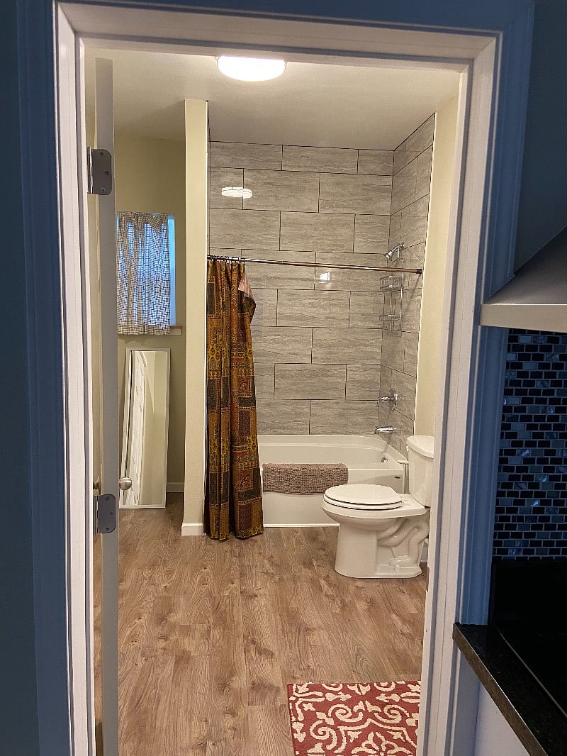 Nice sized bathroom with large closet.