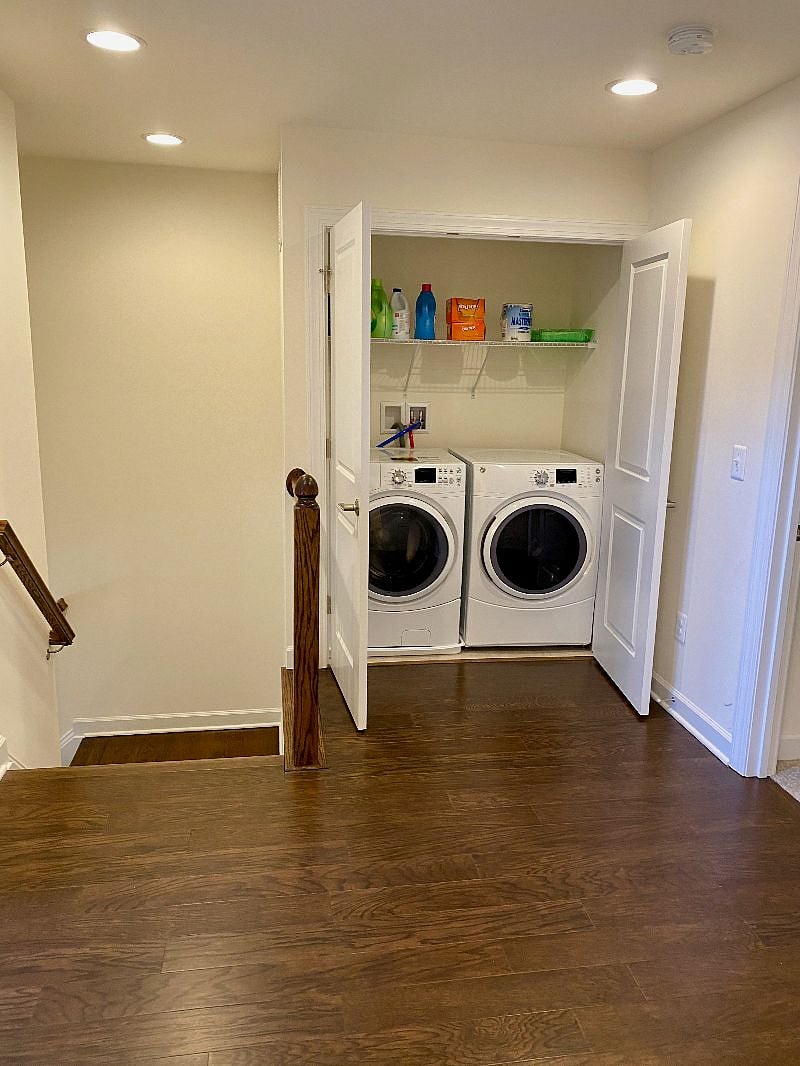 Washer and dryer are conveniently located on the third floor by the bedroom.