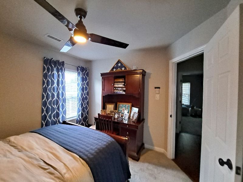 Guest bedroom from headboard.