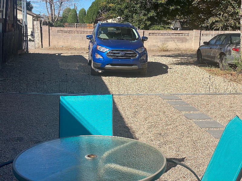 Gravel parking for 2-4 cars depending on the size of your cars