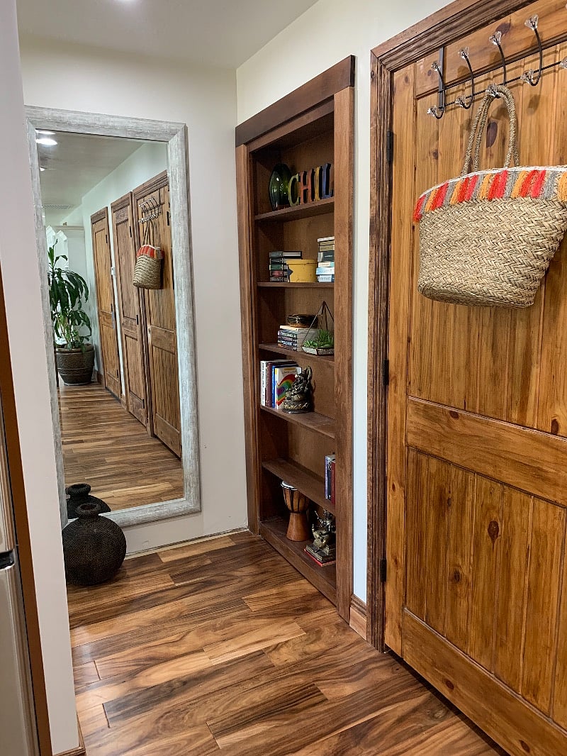 Extra large closet, hidden behind bookshelf