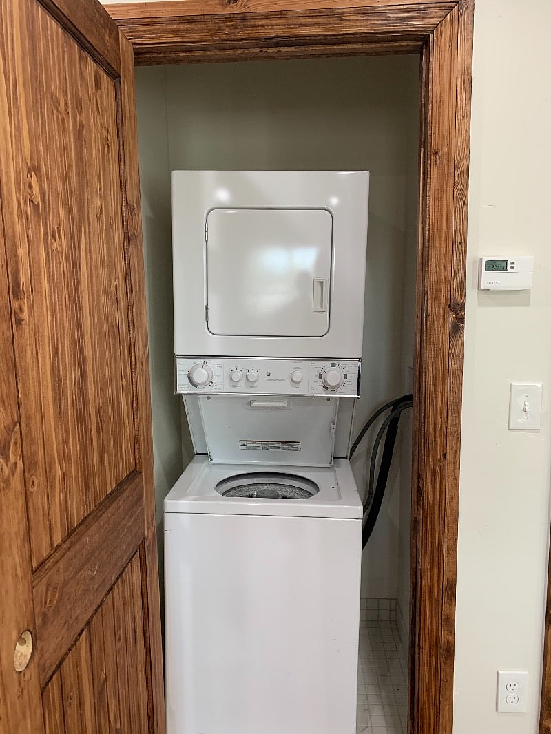 Stacked laundry center in unit