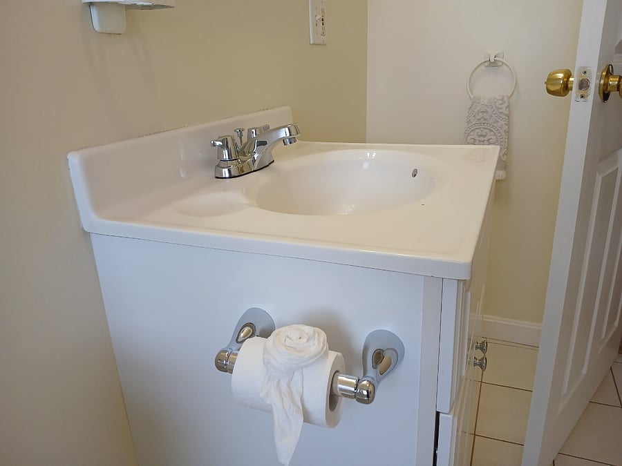 Bathroom starters like toilet paper, hand soap, and paper towels.