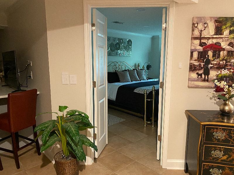 View of bedroom from the open great room