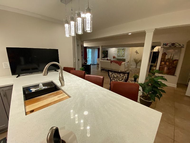 View of living from kitchen.