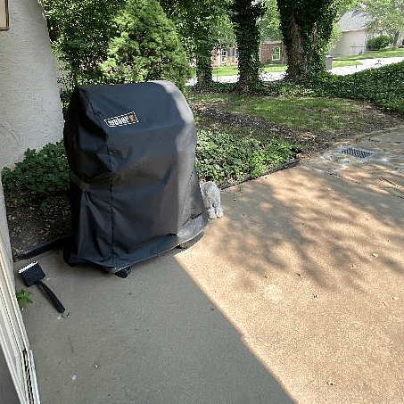 Private patio with propane gas grill