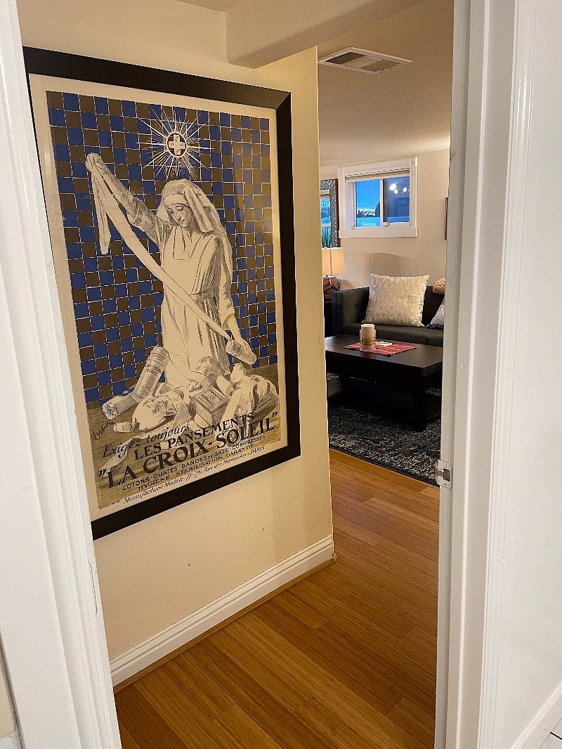 The hallway to the bathroom - art print is of a classic French nurse
