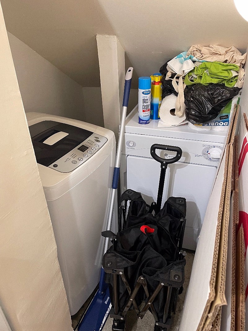 In unit washer and dryer off from the kitchen - in a slightly messier state than usual