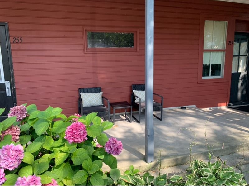 Outdoor sitting area.