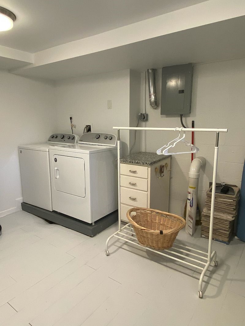 Washer/Dryer for unit with clothes rack and extra storage